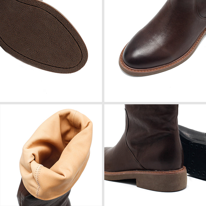 Bottes en cuir faites à la main pour femmes, bottes hautes d&