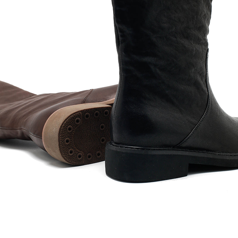 Bottes en cuir faites à la main pour femmes, bottes hautes d&