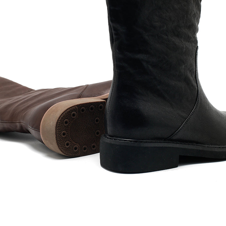 Bottes en cuir faites à la main pour femmes, bottes hautes d&