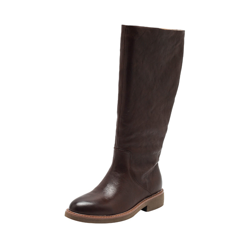 Bottes en cuir faites à la main pour femmes, bottes hautes d&