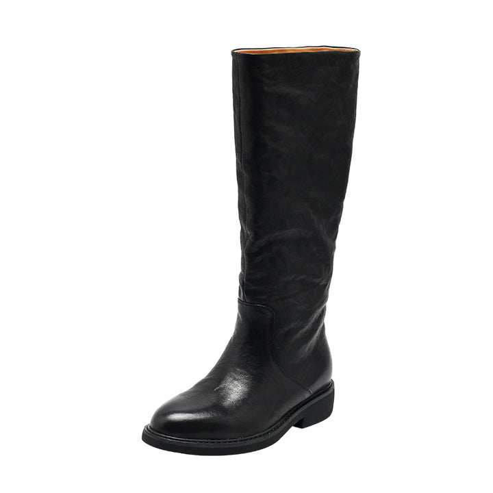 Bottes en cuir faites à la main pour femmes, bottes hautes d&