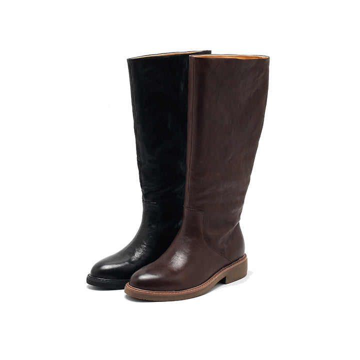 Bottes en cuir faites à la main pour femmes, bottes hautes d&