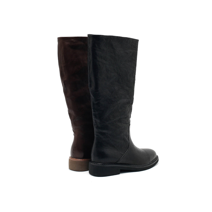 Bottes en cuir faites à la main pour femmes, bottes hautes d&