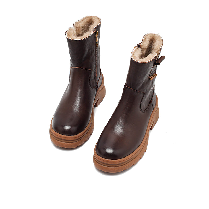 Bottes courtes en cuir faites à la main, bottes d&