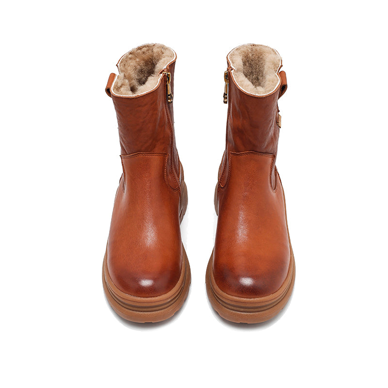 Bottes courtes en cuir faites à la main, bottes d&