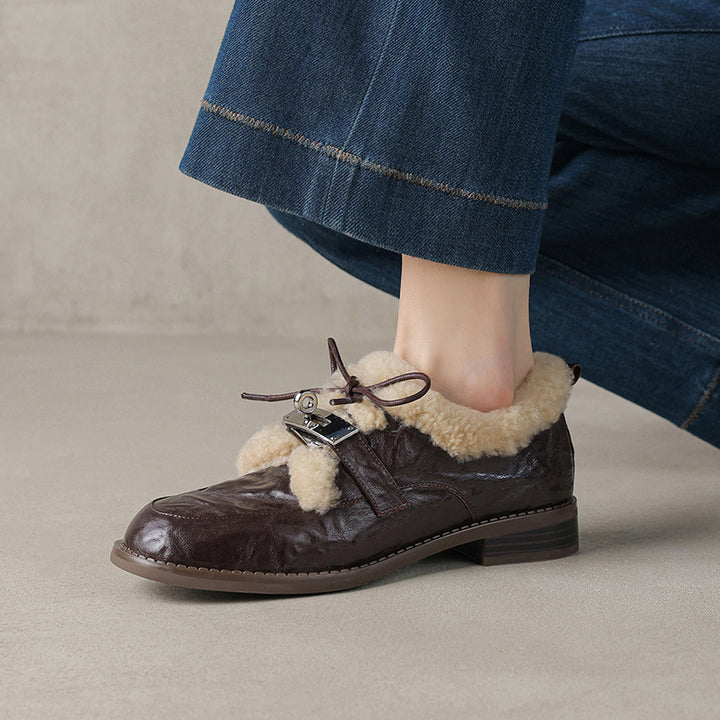 Chaussures Oxford en cuir shaggy d&