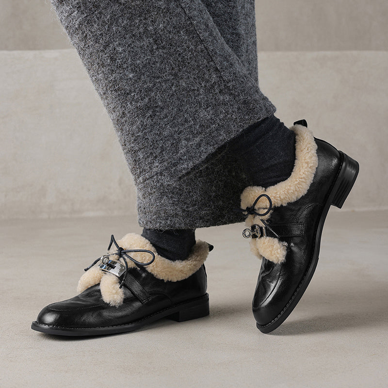 Chaussures Oxford en cuir shaggy d&