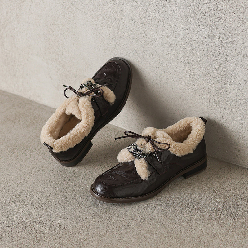 Chaussures Oxford en cuir shaggy d&