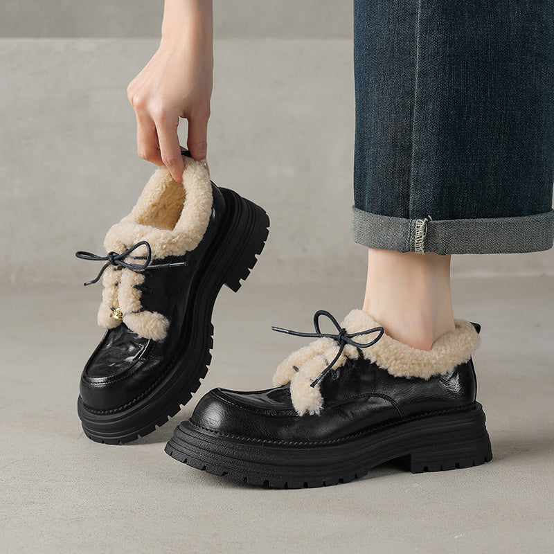 Chaussures Oxford à plateforme shaggy d&