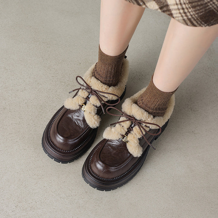Chaussures Oxford à plateforme shaggy d&