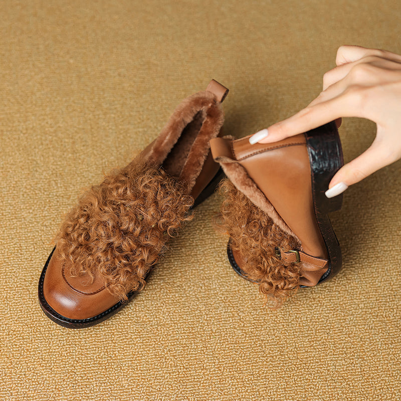 Mocassins en cuir shaggy à la mode pour l&