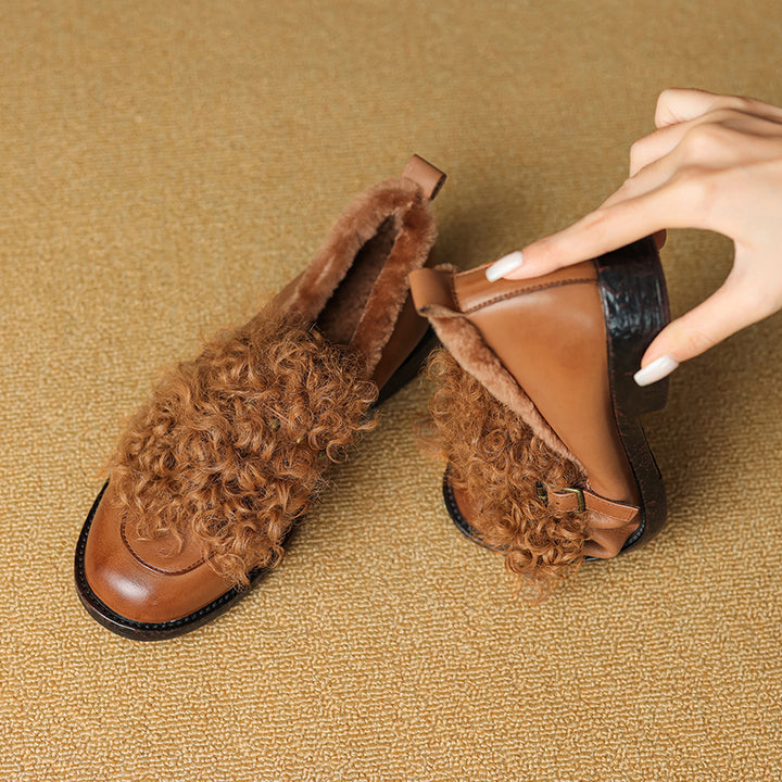Mocassins en cuir shaggy à la mode pour l&