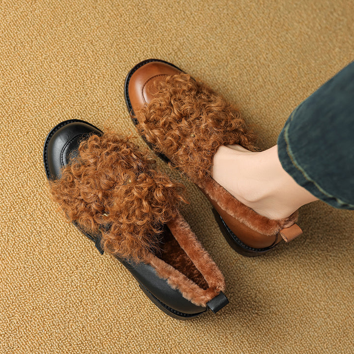 Mocassins en cuir shaggy à la mode pour l&