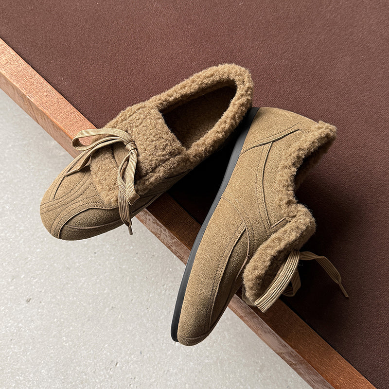 Ballerines en cuir suédé shaggy décontractées pour l&