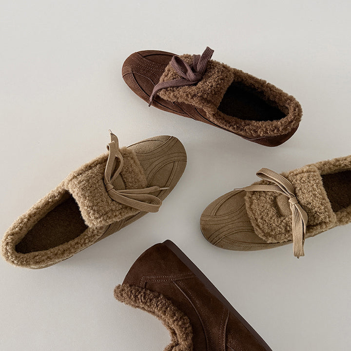 Ballerines en cuir suédé shaggy décontractées pour l&