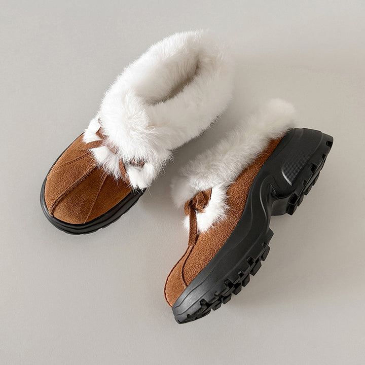 Mocassins en cuir suédé shaggy confortables pour l&