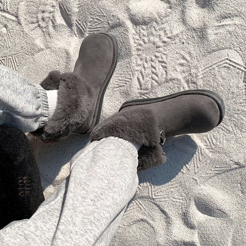 Bottes de neige en suède shaggy pour l&