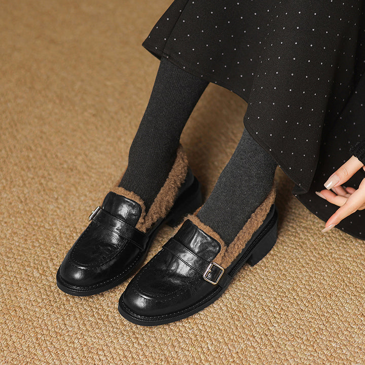 Mocassins en cuir de mouton vintage avec boucle pour l&