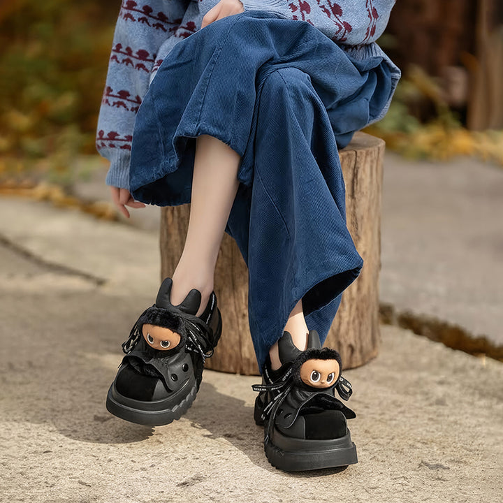 Mules à plateforme chunky de designer Y2K en cuir de poupée avec rivets de 80 mm en noir/café