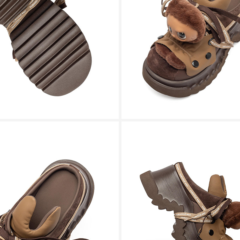 Mules à plateforme chunky de designer Y2K en cuir de poupée avec rivets de 80 mm en noir/café