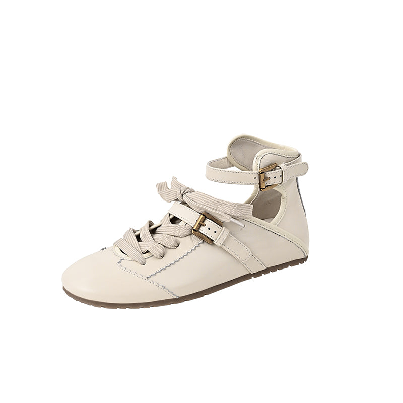 Ballerines Mary Jane style entraîneur allemand rétro, chaussures en cuir à bride de cheville en marron/beige/rouge