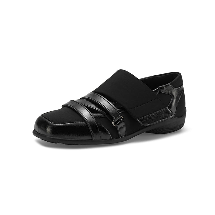 Baskets ballerines Mary Jane pour femmes, ballerines en cuir de designer à Velcro croisées en noir/or/argent