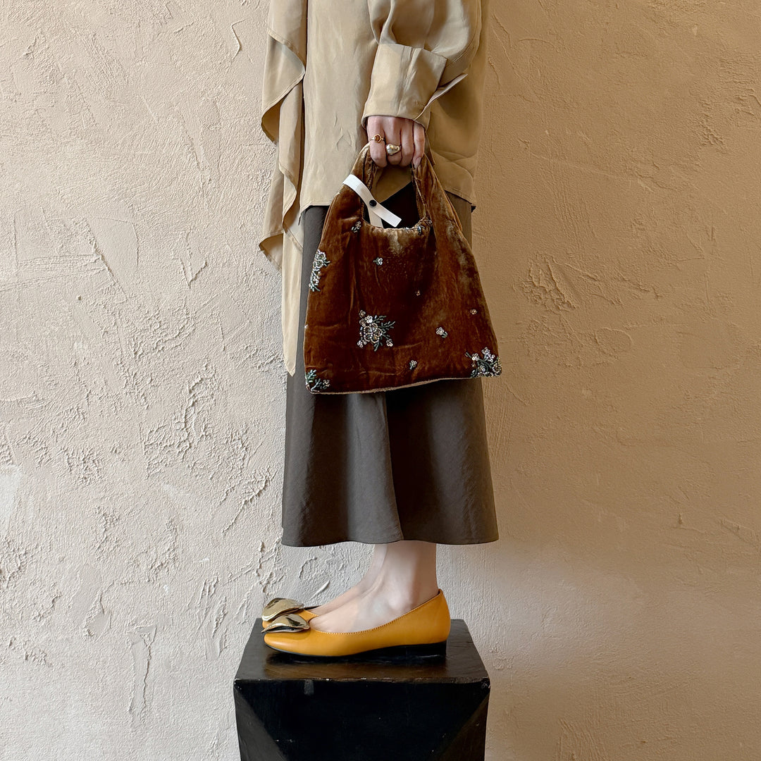 Ballerines en cuir de vache embellies pour femmes, chaussures élégantes à enfiler en jaune/rouge/noir
