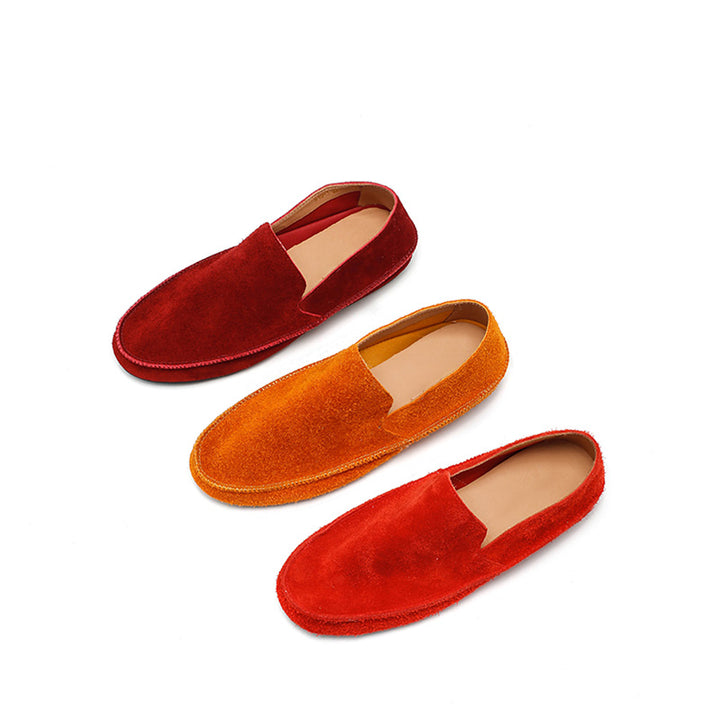 Mocassins en suède fait main pour femmes, confortables avec semelle cachée, disponibles en 10 couleurs