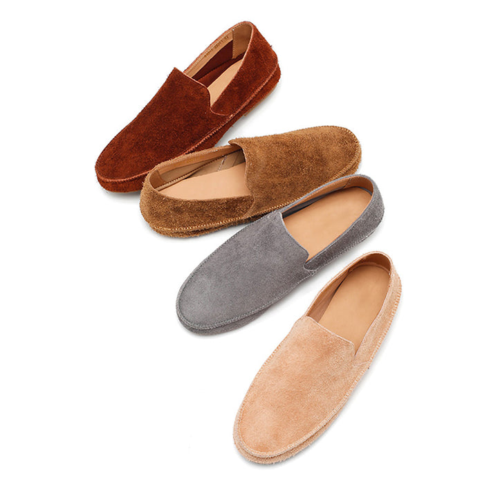 Mocassins en suède fait main pour femmes, confortables avec semelle cachée, disponibles en 10 couleurs