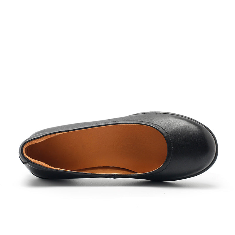 Escarpins en cuir faits main à talon bloc pour le bureau en beige/noir/chameau