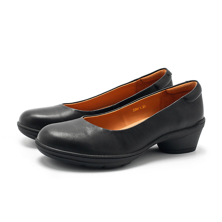 Escarpins en cuir faits main minimalistes pour le bureau en beige/noir pour femmes