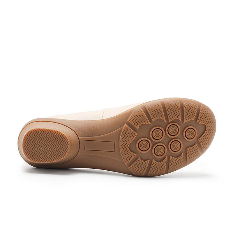 Escarpins en cuir faits main minimalistes pour le bureau en beige/noir pour femmes