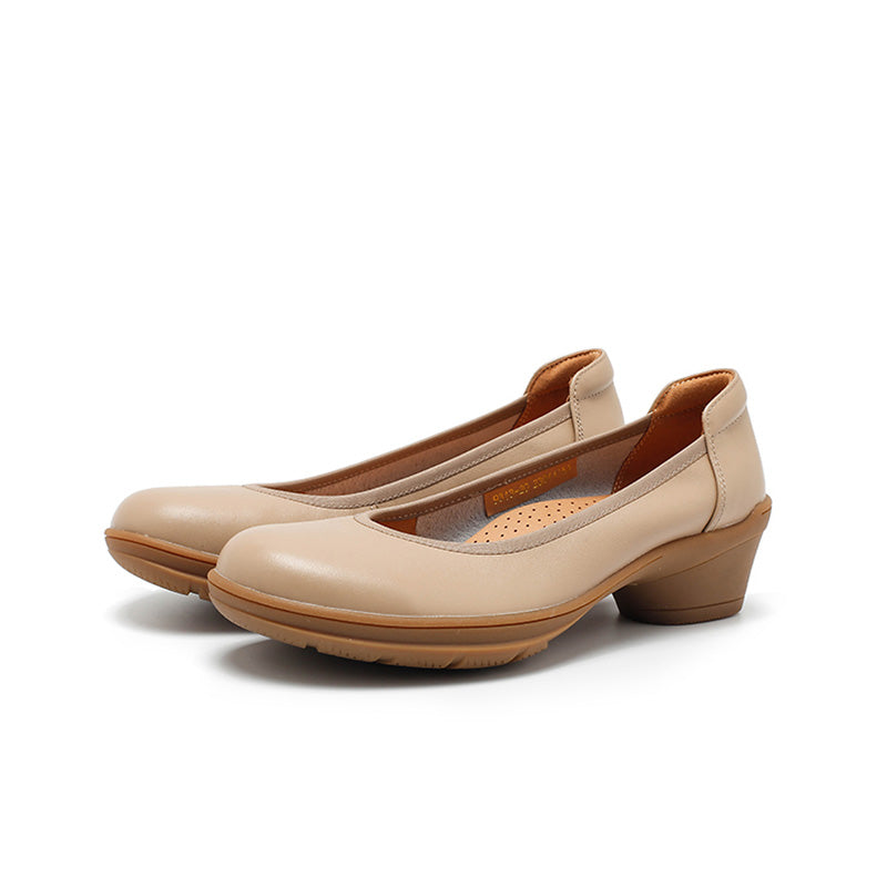 Escarpins en cuir faits main pour femmes, à enfiler, pour le bureau en noir/beige/abricot