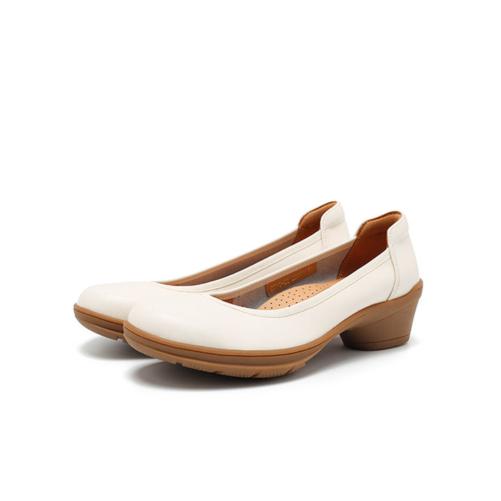 Escarpins en cuir faits main pour femmes, à enfiler, pour le bureau en noir/beige/abricot