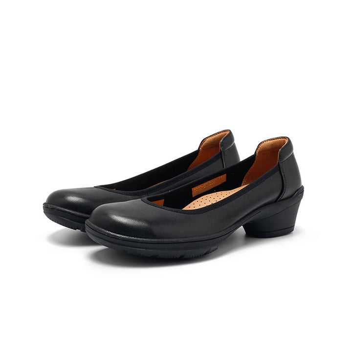 Escarpins en cuir faits main pour femmes, à enfiler, pour le bureau en noir/beige/abricot
