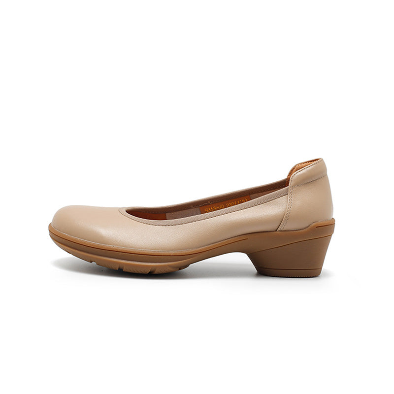 Escarpins en cuir faits main pour femmes, à enfiler, pour le bureau en noir/beige/abricot