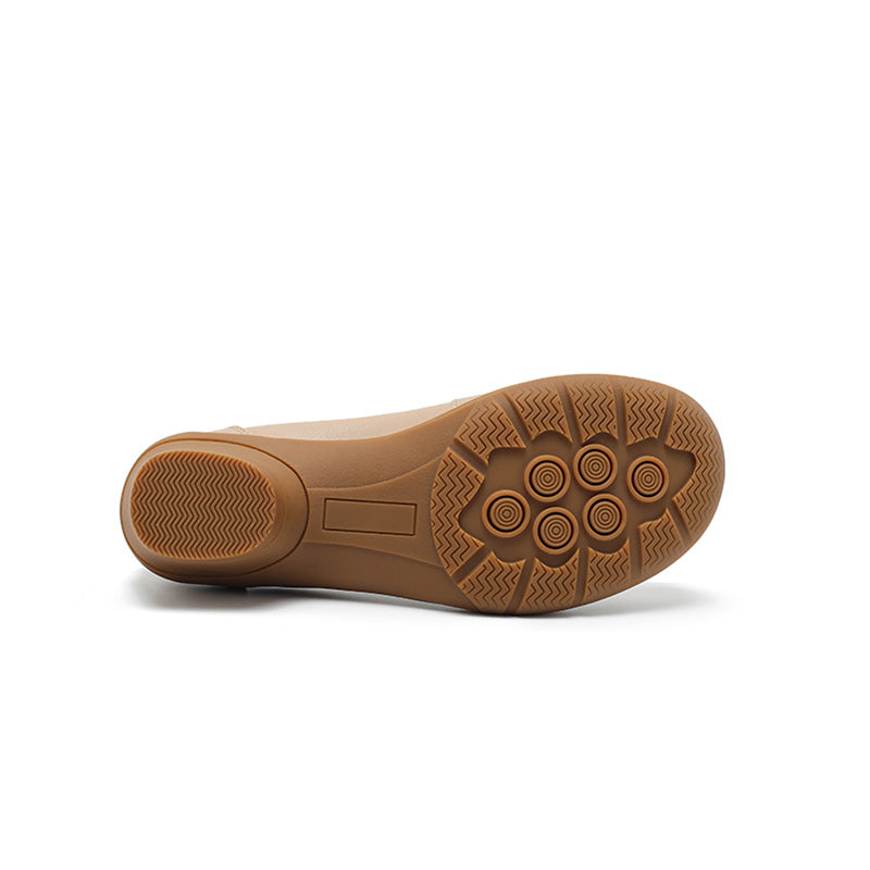Escarpins en cuir faits main pour femmes, à enfiler, pour le bureau en noir/beige/abricot