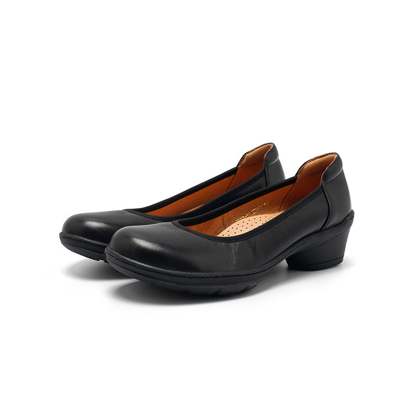 Escarpins en cuir de veau faits main minimalistes pour le bureau en noir/beige/abricot