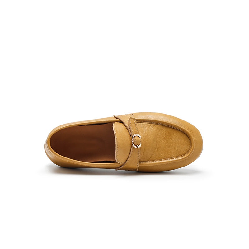 Mocassins en cuir souple faits main à boucle à enfiler pour femmes en 5 couleurs