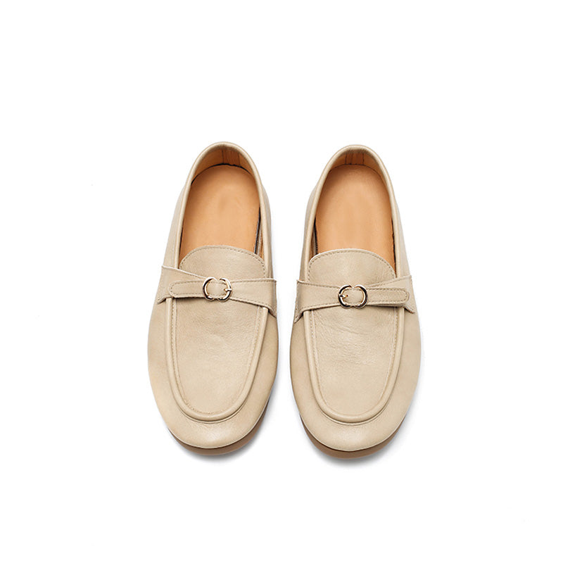 Mocassins en cuir souple faits main à boucle à enfiler pour femmes en 5 couleurs