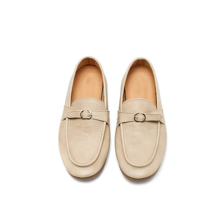 Mocassins en cuir souple faits main à boucle à enfiler pour femmes en 5 couleurs