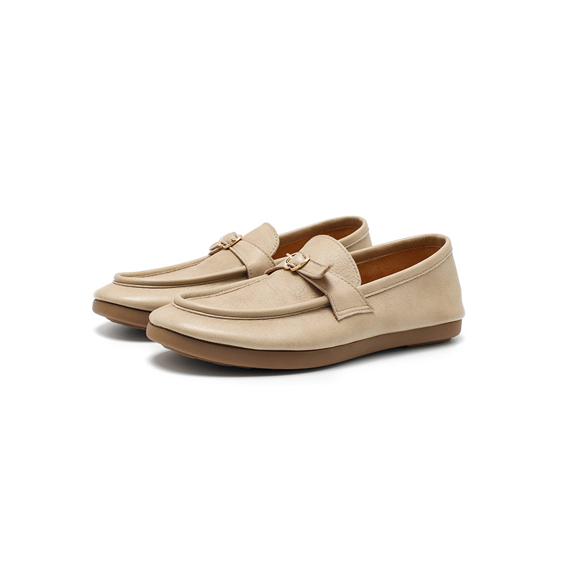 Mocassins en cuir souple faits main à boucle à enfiler pour femmes en 5 couleurs