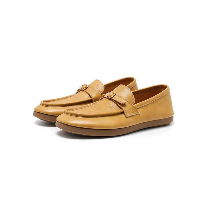 Mocassins en cuir souple faits main à boucle à enfiler pour femmes en 5 couleurs