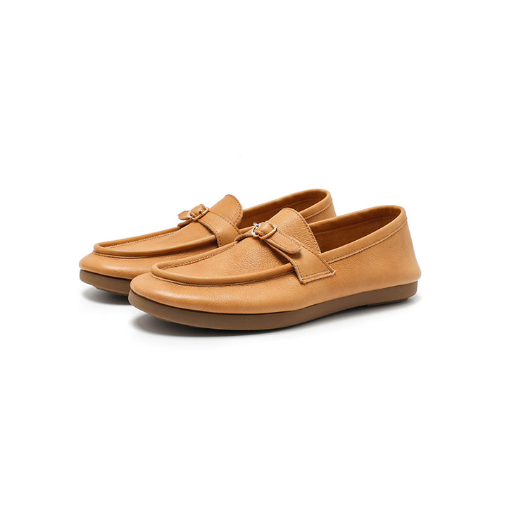 Mocassins en cuir souple faits main à boucle à enfiler pour femmes en 5 couleurs