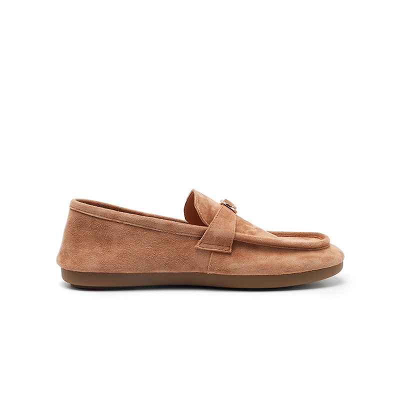 Mocassins en cuir suédé de mouton faits main avec boucle à enfiler pour femmes en 4 couleurs