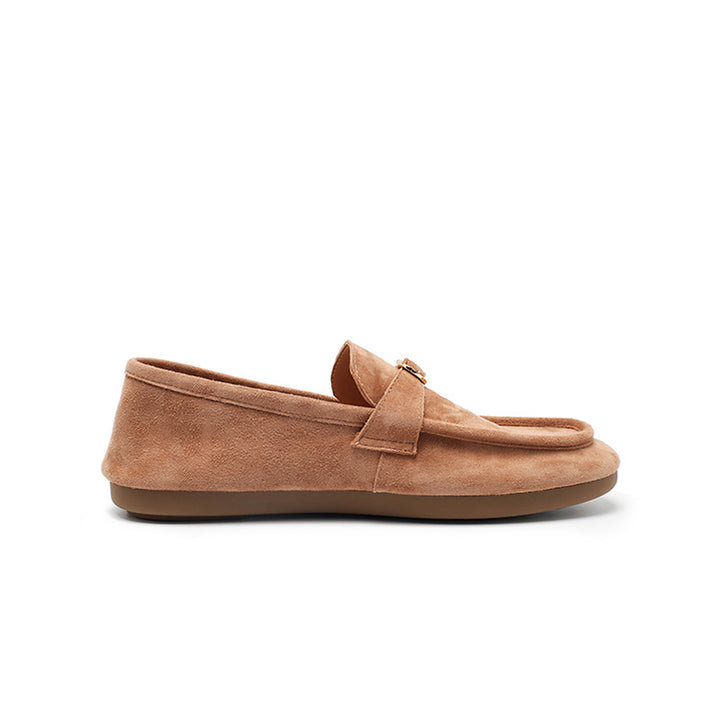 Mocassins en cuir suédé de mouton faits main avec boucle à enfiler pour femmes en 4 couleurs