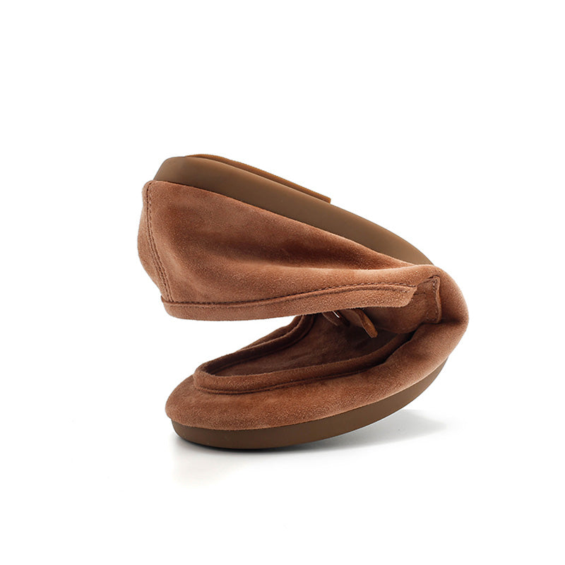 Mocassins en cuir suédé de mouton faits main avec boucle à enfiler pour femmes en 4 couleurs