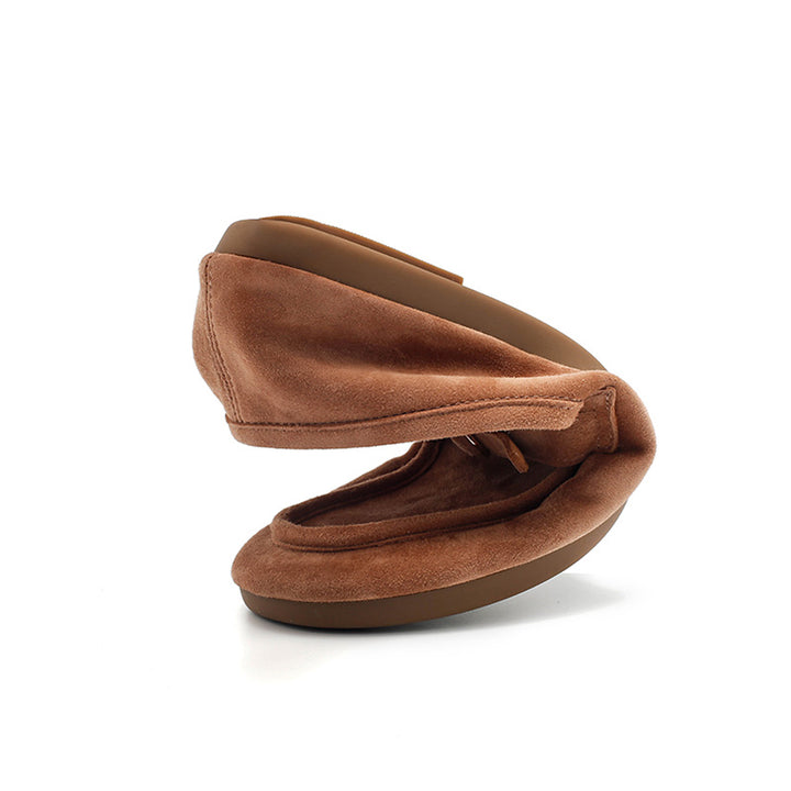 Mocassins en cuir suédé de mouton faits main avec boucle à enfiler pour femmes en 4 couleurs