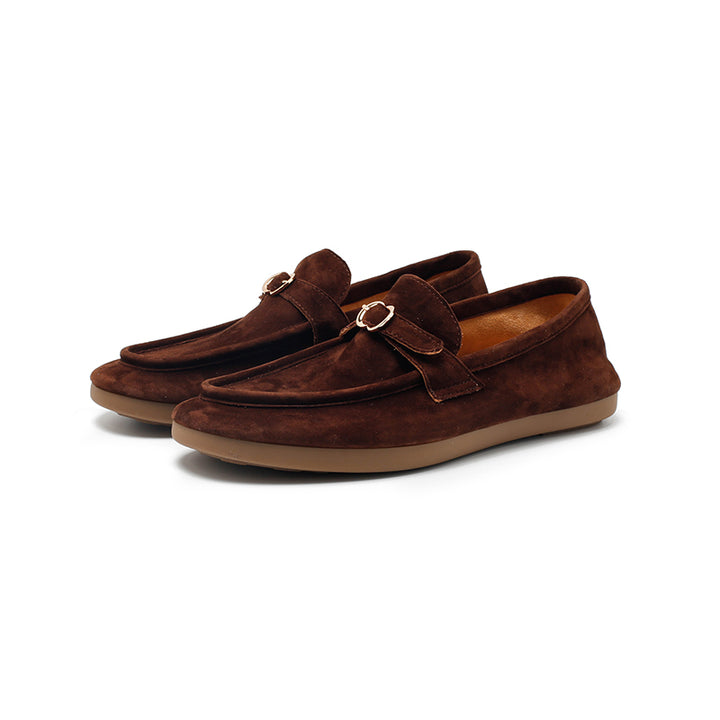 Mocassins en cuir suédé de mouton faits main avec boucle à enfiler pour femmes en 4 couleurs