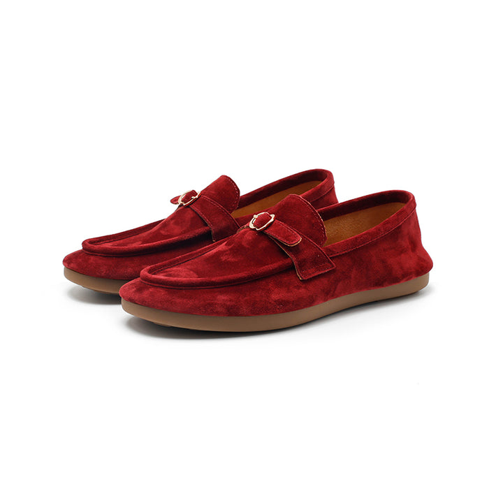Mocassins en cuir suédé de mouton faits main avec boucle à enfiler pour femmes en 4 couleurs